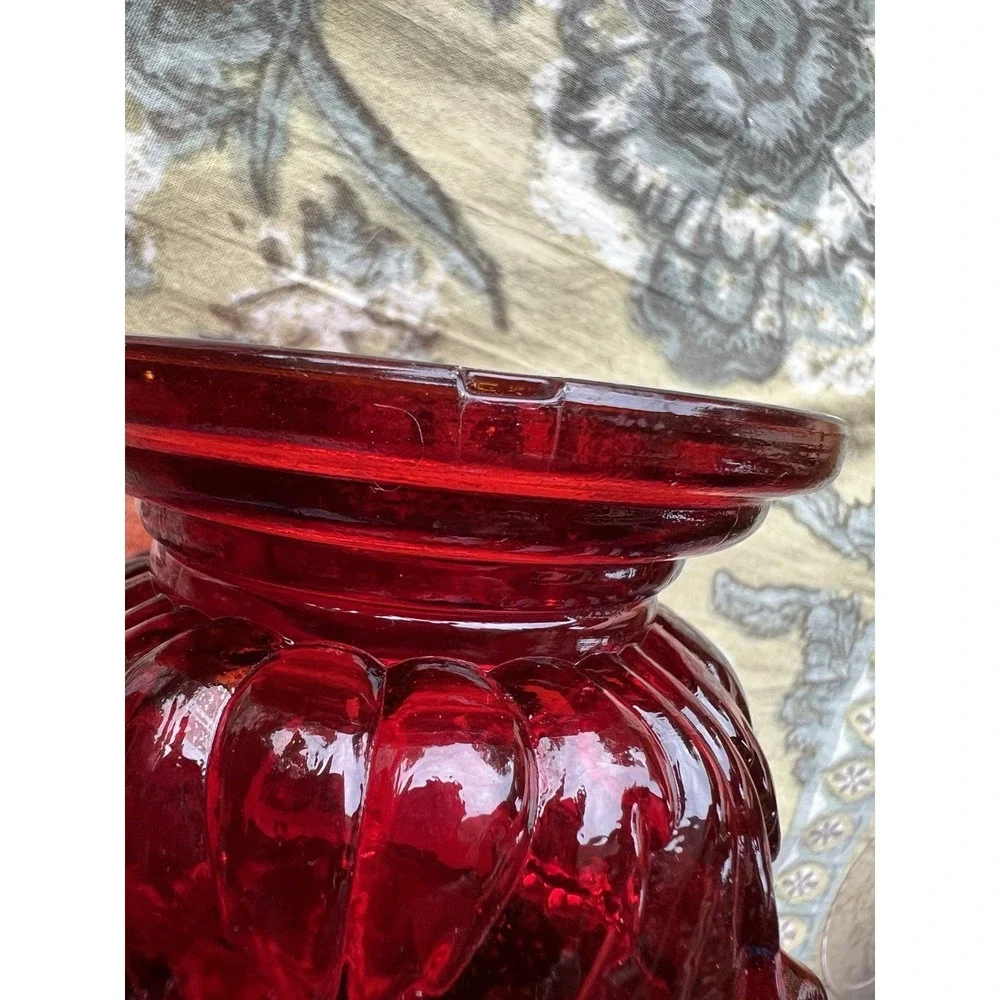 Brooke Crescent Amberina Red Ruby Diamond Pineapple Fairy Lamp BASE ONLY Vintage